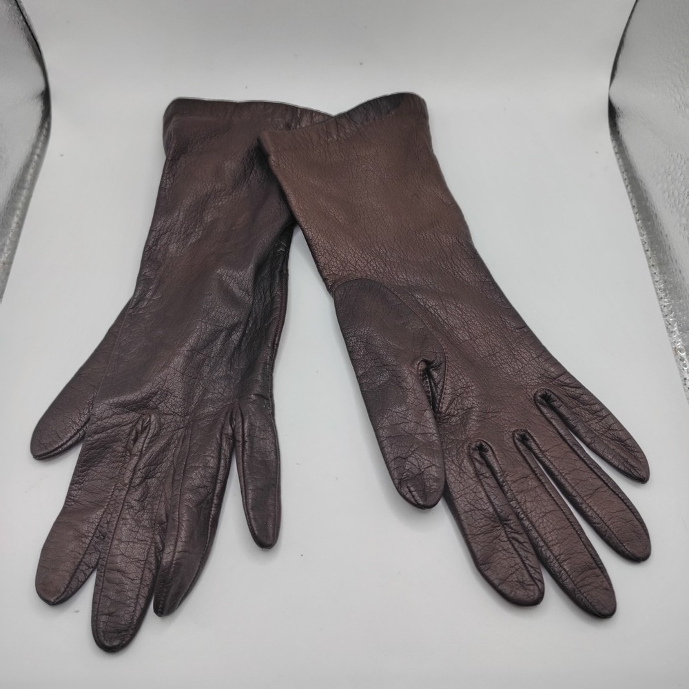 French Kidskins Gloves Silk Lined‎ Brown Leather Soft Size 6 Driving Women's
